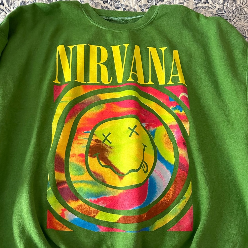 Urban Outfitters Nirvana Smile Overdyed Sweatshirt NWT